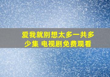 爱我就别想太多一共多少集 电视剧免费观看